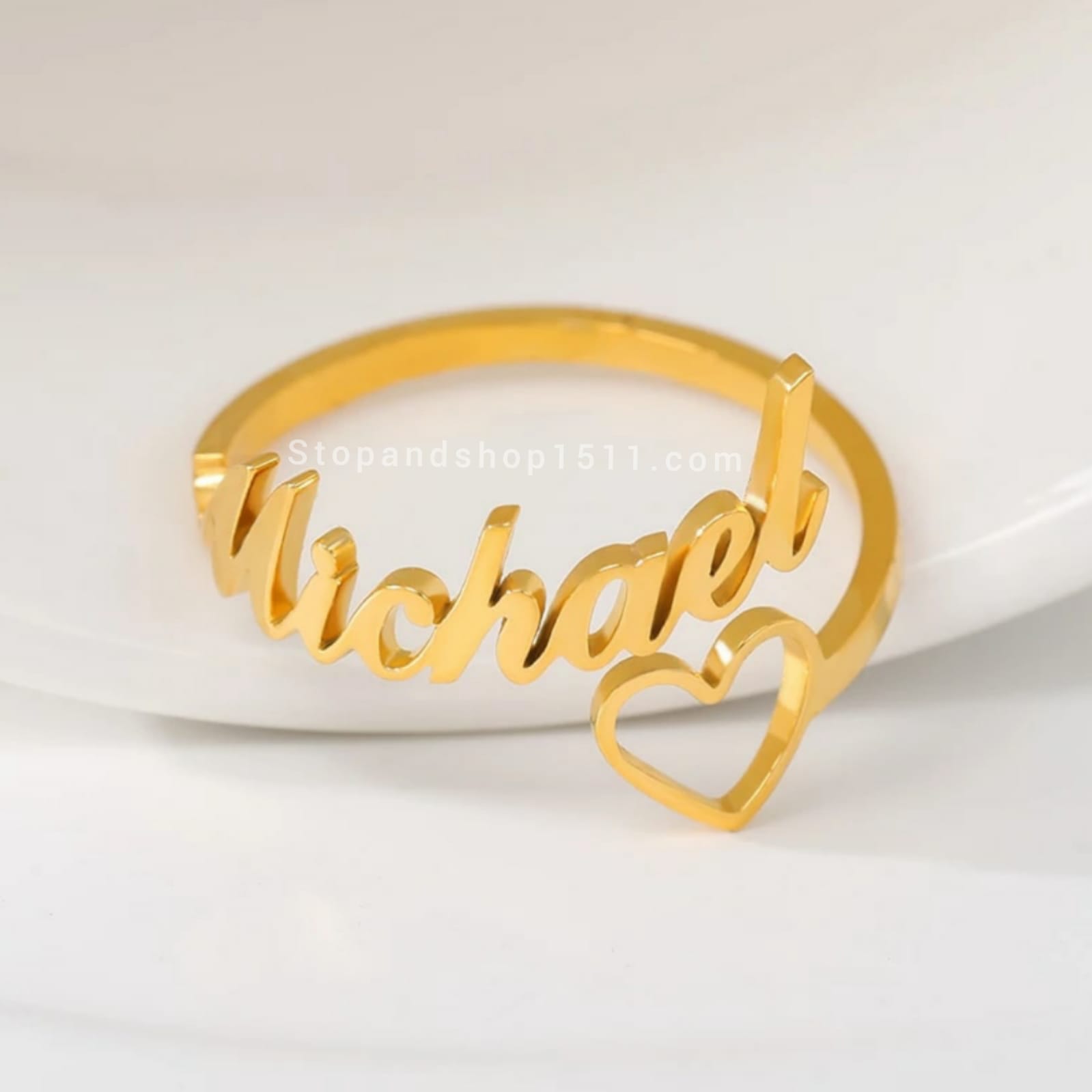 Gold Plated Custom Family Name Ring for Women